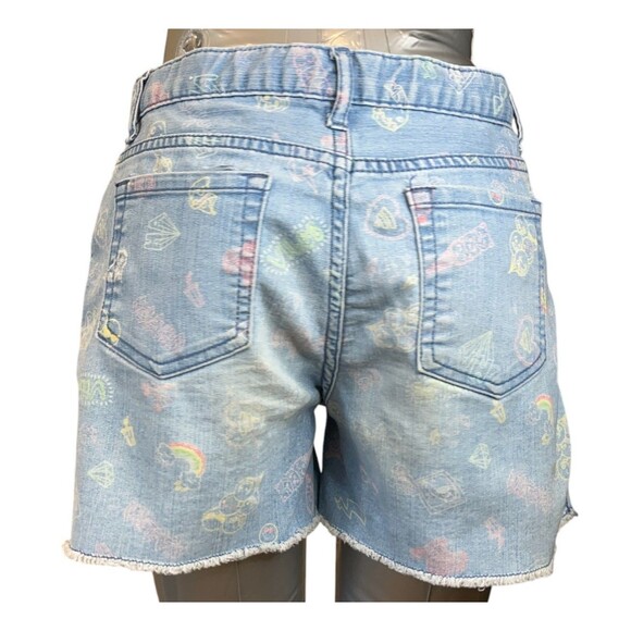 The Children's Place Shorts Girls 14 Blue Printed Stretch Adjust. Waist (W28 L2) - Picture 4 of 9